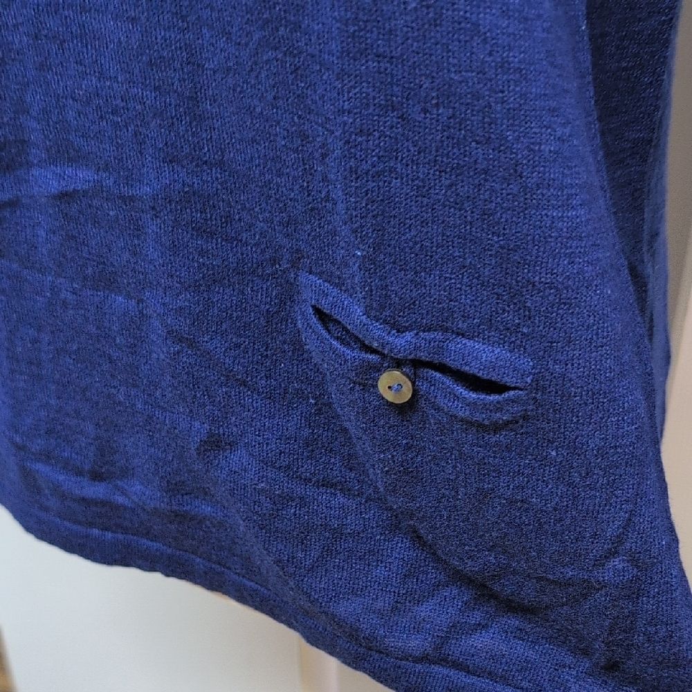 J. Jill Deep Blue Linen Blend Long Sleeve Sweater Small Pocket Accent Size M - Picture 3 of 9